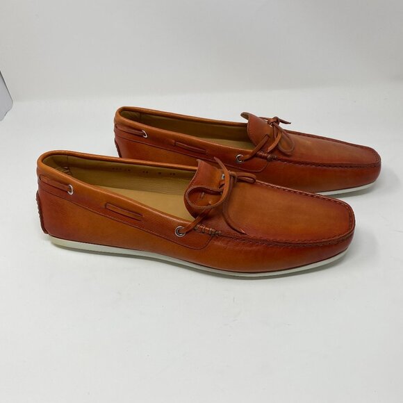 NEW santoni leather slip on loafers main image 7